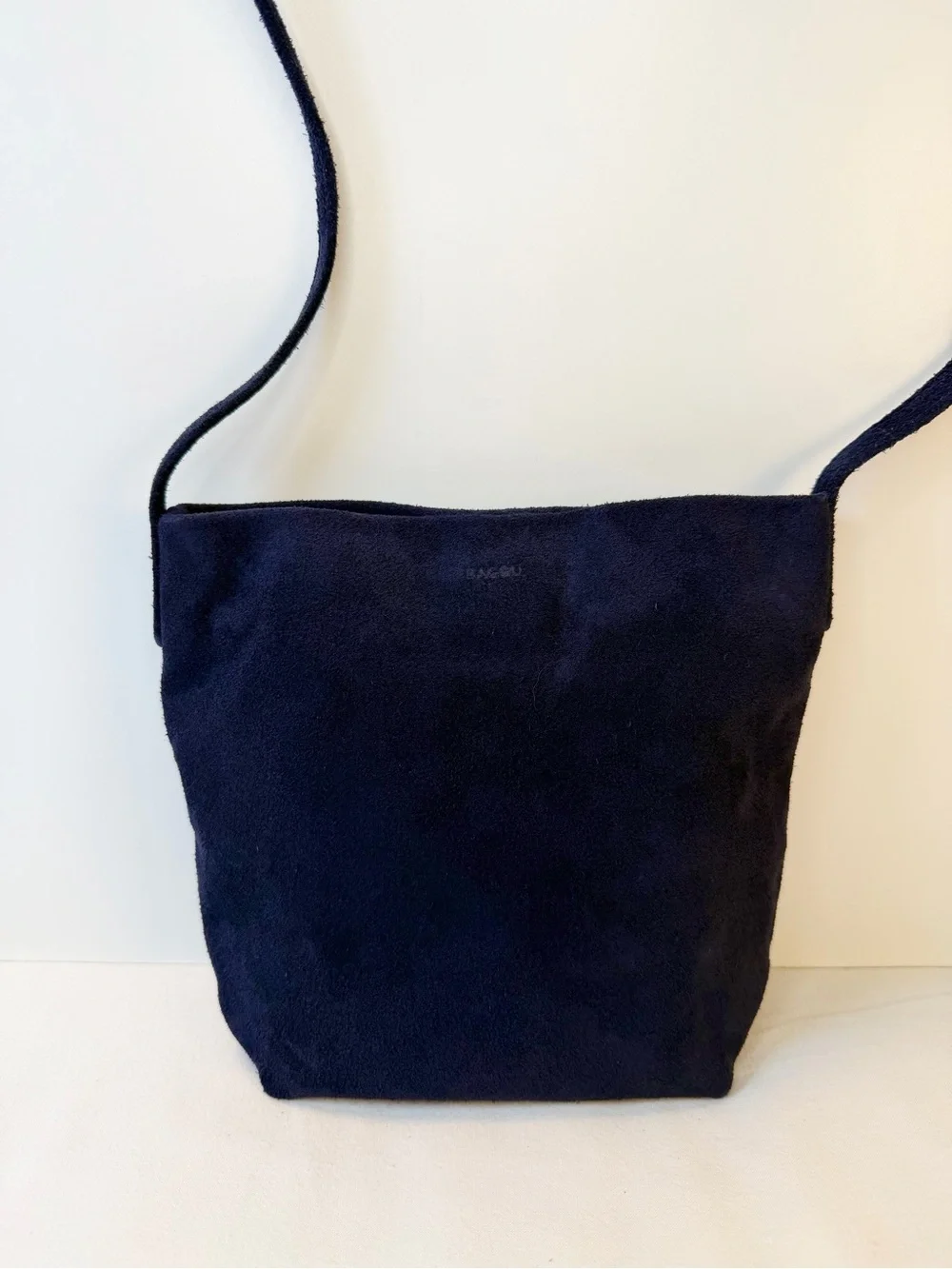 BAGGU Midnight Suede Crossbody Bag in Navy
